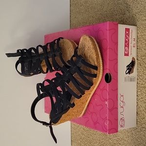 Sugar Navy strappy wedge size 8 1/2